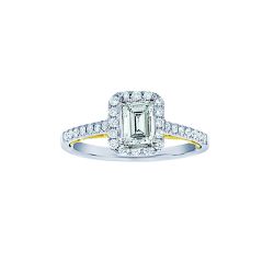 Diamond Emerald Shaped Halo SemiMount Engagement Ring 