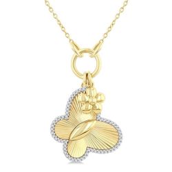 Butterfly Charm Fluted Diamond Fashion Pendant