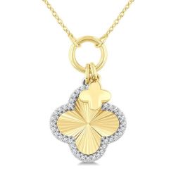 Clover Charm Fluted Diamond Fashion Pendant