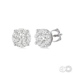 Shine Bright VerVerVio IsSolLux 14K White Gold Diamond Earrings
