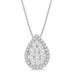 Zenith Rill Pear Shape Halo Shine Bright Essential Diamond Pendant