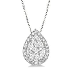 Orchid Xanthe Pear Shape Halo Shine Bright Essential Diamond Pendant