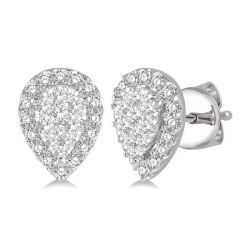 XeRaVio LysVerEl 14K White Gold Diamond Pave Earrings