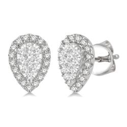 IsVerLux 14K White Gold Diamond Halo Earrings