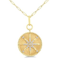 Circle Paperclip Medallion Diamond Fashion Pendant