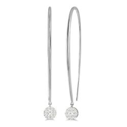 Shine Bright ElZenLin 14K White Gold Diamond Halo Earrings