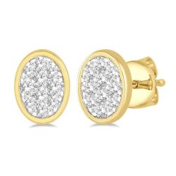 NoCaTh 14K White Gold Diamond Bezel Earrings