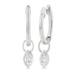 OraEl RaVioVel 14K White Gold Diamond Bezel Earrings