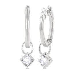 RaVerLo 14K White Gold Diamond Bezel Earrings