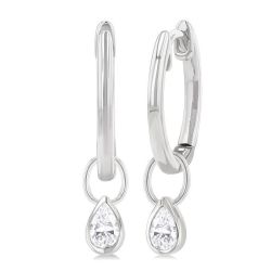 VioCelOra ZenOraMir 14K White Gold Diamond Bezel Earrings