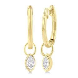 LoOraOn LinTh 14K White Gold Diamond Bezel Earrings
