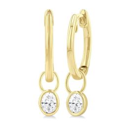 VerNoRa 14K White Gold Diamond Bezel Earrings