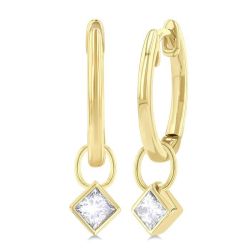 CelLinOn XeCelPho 14K White Gold Diamond Bezel Earrings