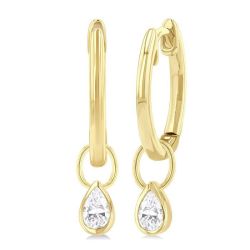 PhoElVal 14K White Gold Diamond Bezel Earrings