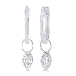 OraVerCel 14K White Gold Diamond Bezel Earrings