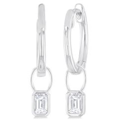AeIonLo 14K White Gold Diamond Bezel Earrings