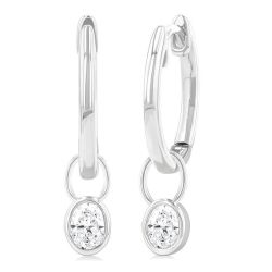 IonArOn 14K White Gold Diamond Bezel Earrings