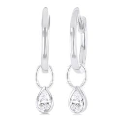 VerLuxIon 14K White Gold Diamond Bezel Earrings