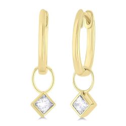 XePhoLo 14K White Gold Diamond Bezel Earrings