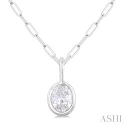 Prairie Minerva Oval Shape Bezel Set Paperclip Diamond Fashion Pendant