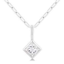 Marigold Dione Princess Shape Bezel Set Paperclip Diamond Fashion Pendant