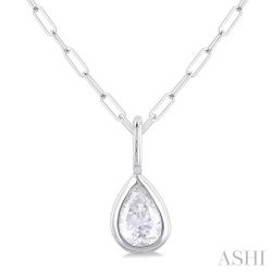 Orion Xenia Pear Shape Bezel Set Paperclip Diamond Fashion Pendant