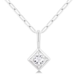 Regalia Quorra Princess Shape Bezel Set Paperclip Diamond Fashion Pendant