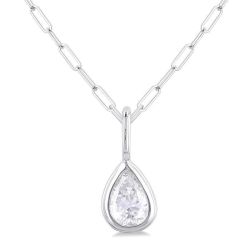 Nerissa Aster Pear Shape Bezel Set Paperclip Diamond Fashion Pendant