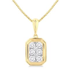 Emerald Shape Bezel Set Shine Bright Diamond Fashion Pendant