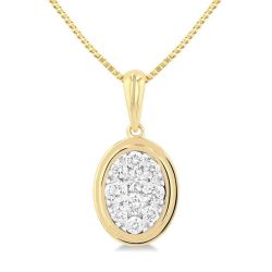 Oval Shape Bezel Set Shine Bright Diamond Fashion Pendant