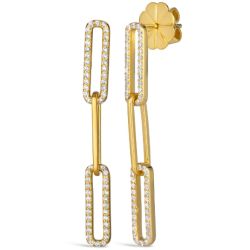 3 Link Paperclip CZ Earrings