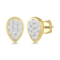 XeXeVio MirArNo 14K White Gold Diamond Bezel Earrings