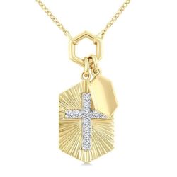 Cross Charm Fluted Diamond Fashion Pendant