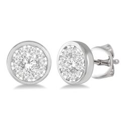 AeThZen 14K White Gold Diamond Anniversary Earrings