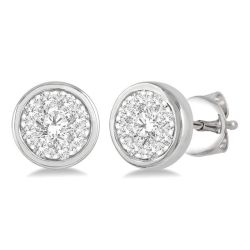 VerZenPho 14K White Gold Diamond Anniversary Earrings
