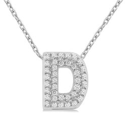 Bubble 'D' Initial Diamond Pendant