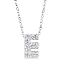 Bubble 'E' Initial Diamond Pendant