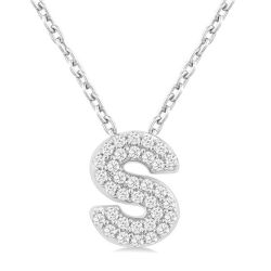 Tansy Dahlia Bubble 'S' Initial Diamond Pendant
