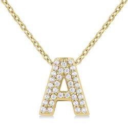 Bubble 'A' Initial Diamond Pendant