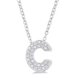 Bubble 'C' Initial Diamond Pendant
