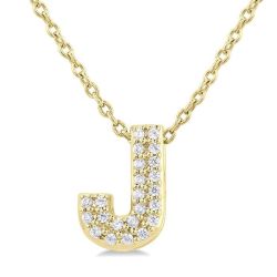 Bubble 'J' Initial Diamond Pendant