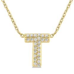 Bubble 'T' Initial Diamond Pendant