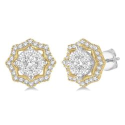 NoLoLys 14K White Gold Diamond Halo Earrings