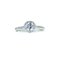 Diamond Round Shaped Halo Semi Mount Engagement Ring 