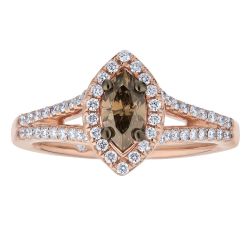 Diamond and Brown Marquise Halo Engagement Ring