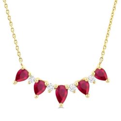 Pear Shape Gemstone & Diamond Necklace