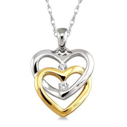 Twin Heart Shape 2 Stone Diamond Pendant