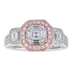 Diamond Cushion Halo Two Tone Milgrain Engagement Rng