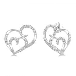 Double Heart Shape Diamond Earrings