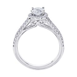 Diamond Oval Shaped Composite Cluster Split Shank Engagement Ring